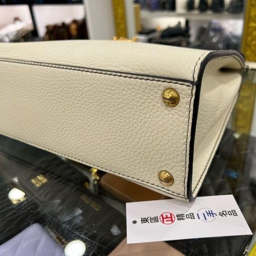 東區正精品㊣DIOR M5802CVQR Addict 白色全皮金釦手提包斜背包 RA1847-7