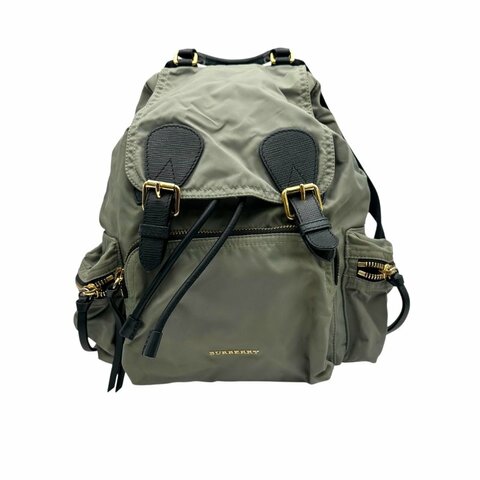 【美收精品】BURBERRY 灰綠色後背包 C-59