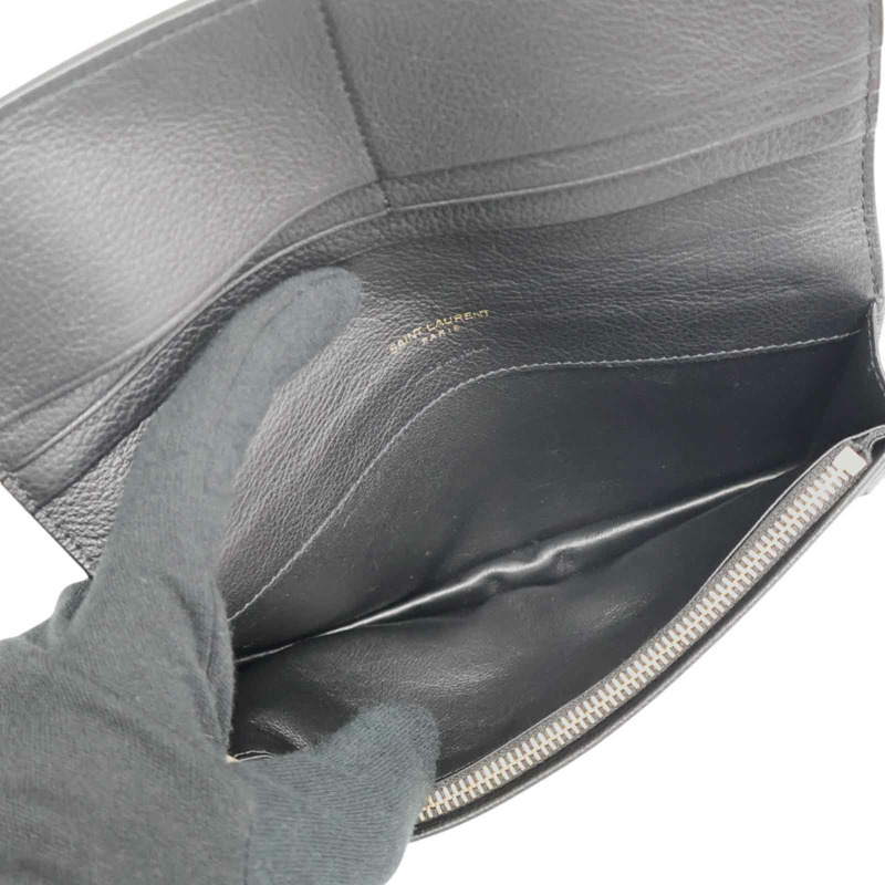 黑色牛皮 Tiny Cassandre Flat 長夾【SAINT LAURENT YSL 聖羅蘭】 635542-5