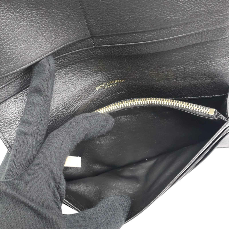 黑色牛皮 Tiny Cassandre Flat 長夾【SAINT LAURENT YSL 聖羅蘭】 635542-6