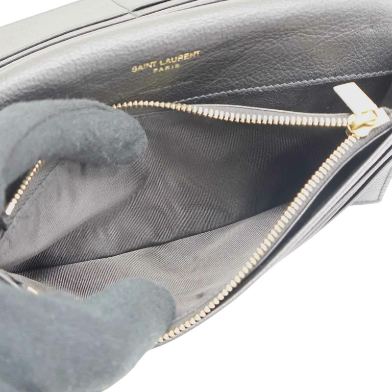 黑色牛皮 Tiny Cassandre Flat 長夾【SAINT LAURENT YSL 聖羅蘭】 635542-8