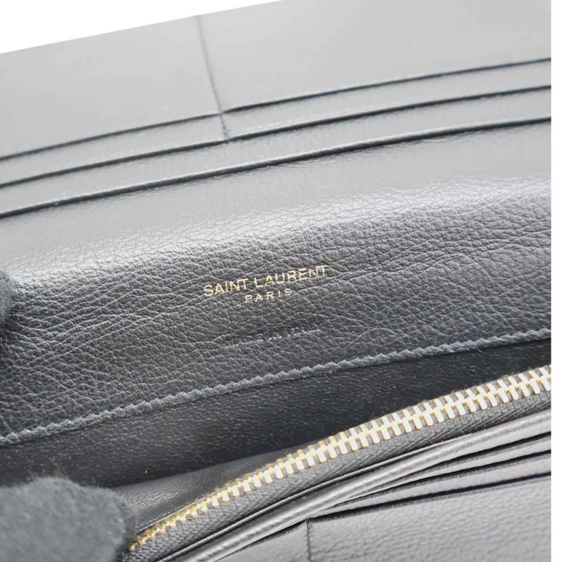 黑色牛皮 Tiny Cassandre Flat 長夾【SAINT LAURENT YSL 聖羅蘭】 635542-9