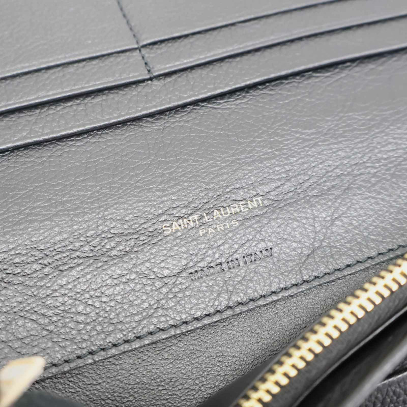 黑色牛皮 Tiny Cassandre Flat 長夾【SAINT LAURENT YSL 聖羅蘭】 635542-10