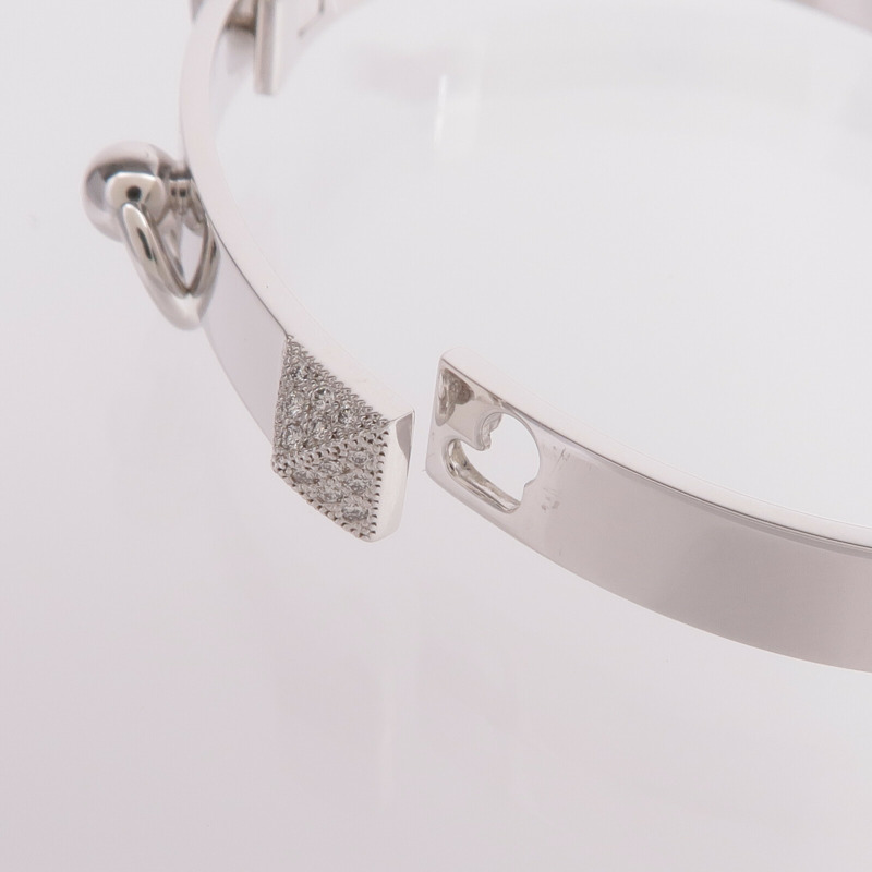 HERMES 18K白金Collier de chien Bracelet鑽石手鐲-7