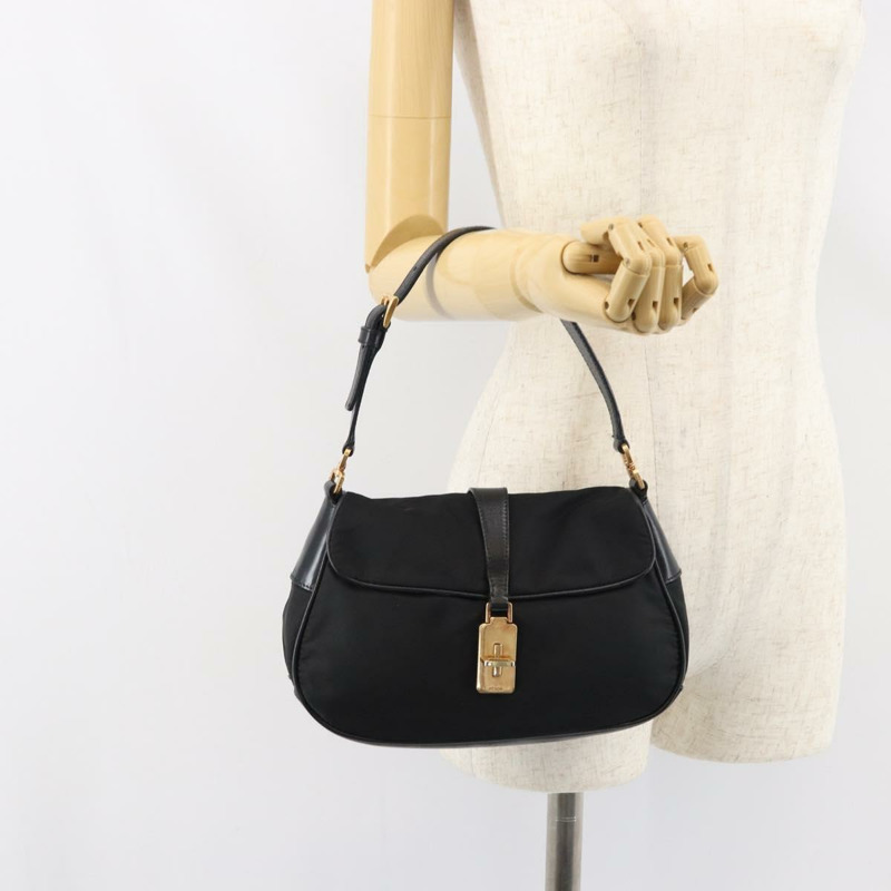 【日本直送】PRADA 黑色金色尼龍肩包，正品編號 156452-23