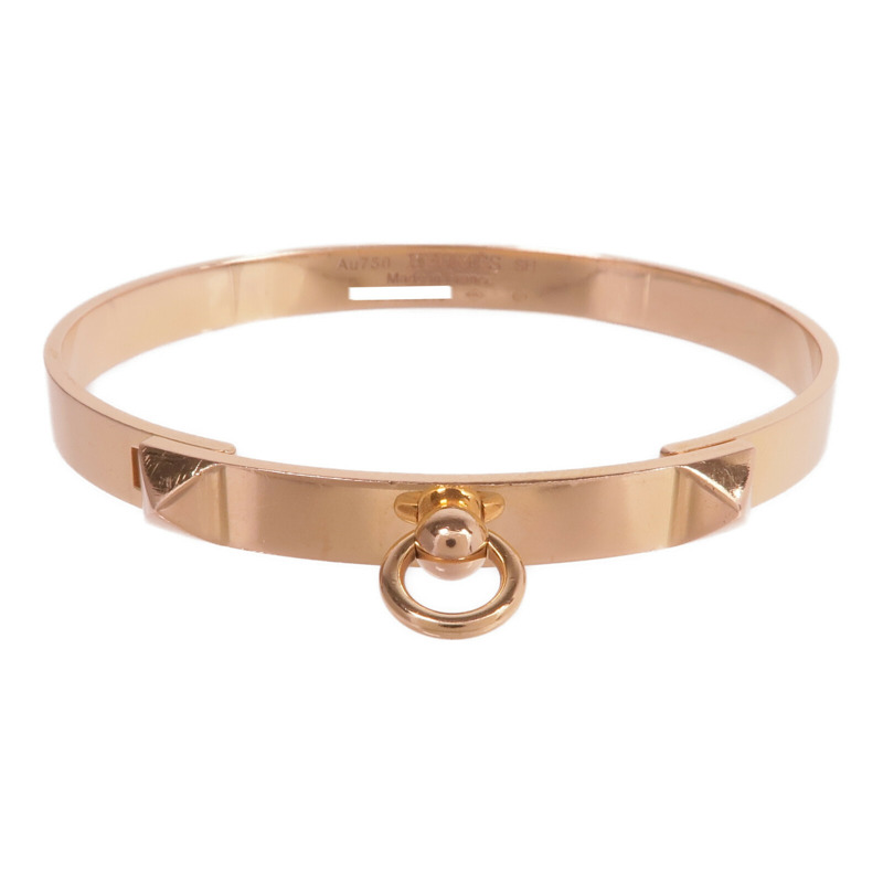 HERMES 18K玫瑰金Collier de chien Bracelet Small Model手鐲-0