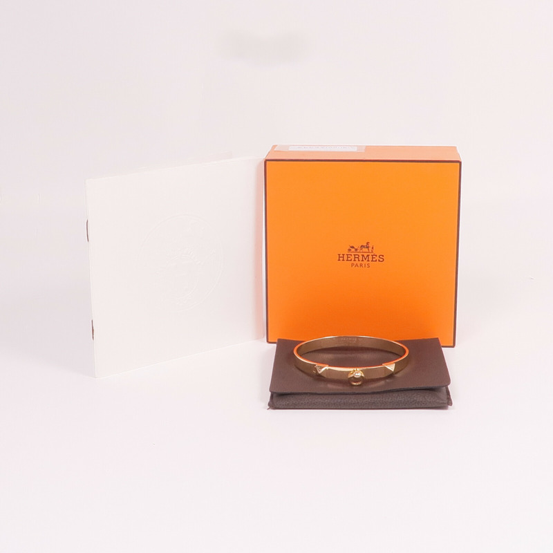 HERMES 18K玫瑰金Collier de chien Bracelet Small Model手鐲-7