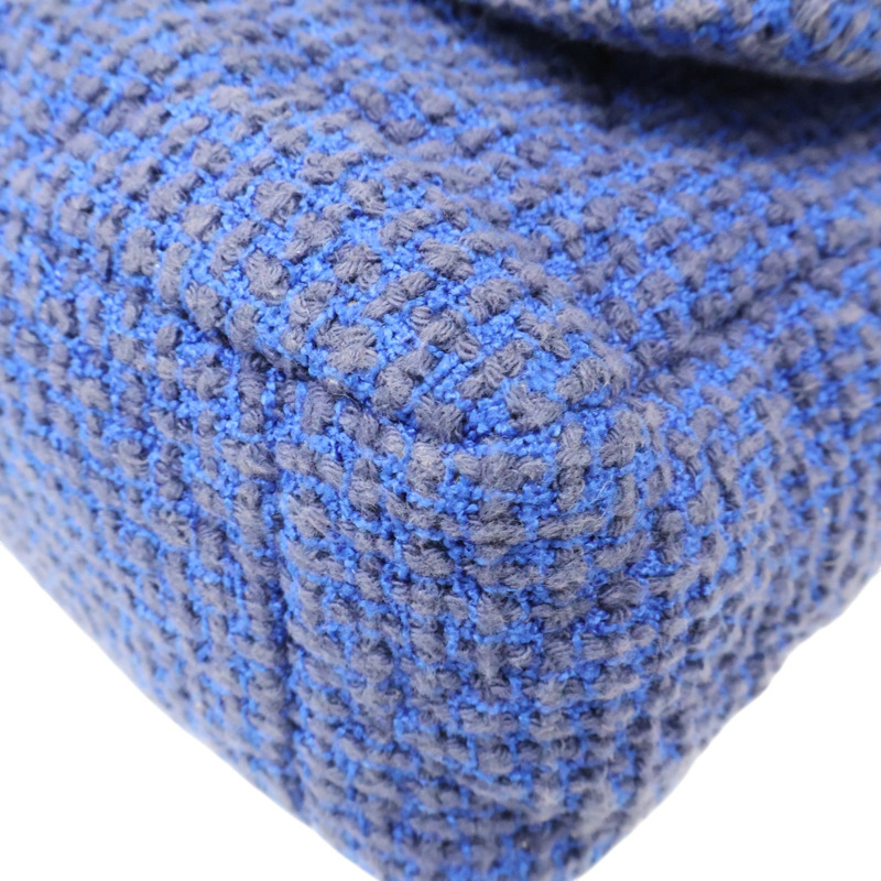 藍色 粗花呢 19 鍊帶 肩背包 金扣【CHANEL 香奈兒】 AS1160-11