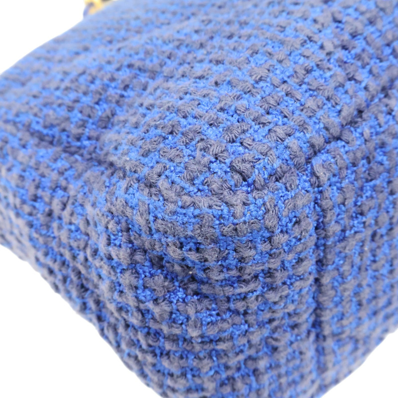 藍色 粗花呢 19 鍊帶 肩背包 金扣【CHANEL 香奈兒】 AS1160-12