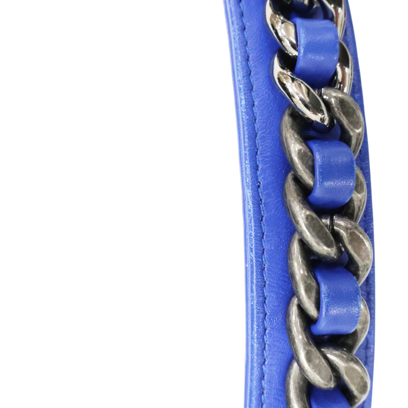 藍色 粗花呢 19 鍊帶 肩背包 金扣【CHANEL 香奈兒】 AS1160-14