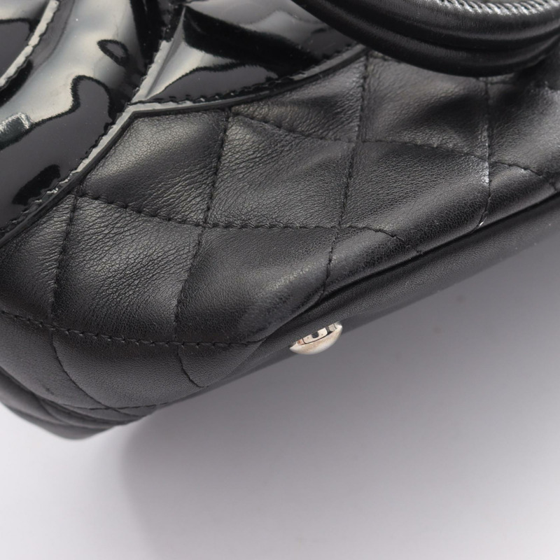 香奈兒 Cambon 系列中型托特包，黑色漆皮，SHW 五金配件，二手女款-11