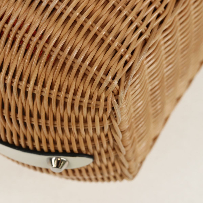 【日本直送】PRADA 藤編皮革編織籃包 白色 米色 銀色 正品 mr1668SAM-14