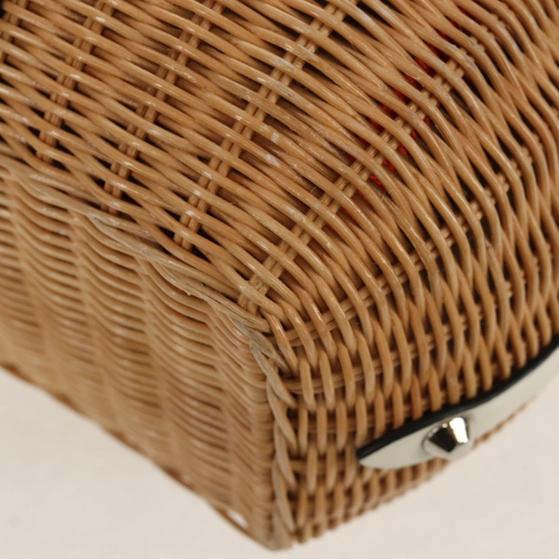 【日本直送】PRADA 藤編皮革編織籃包 白色 米色 銀色 正品 mr1668SAM-15