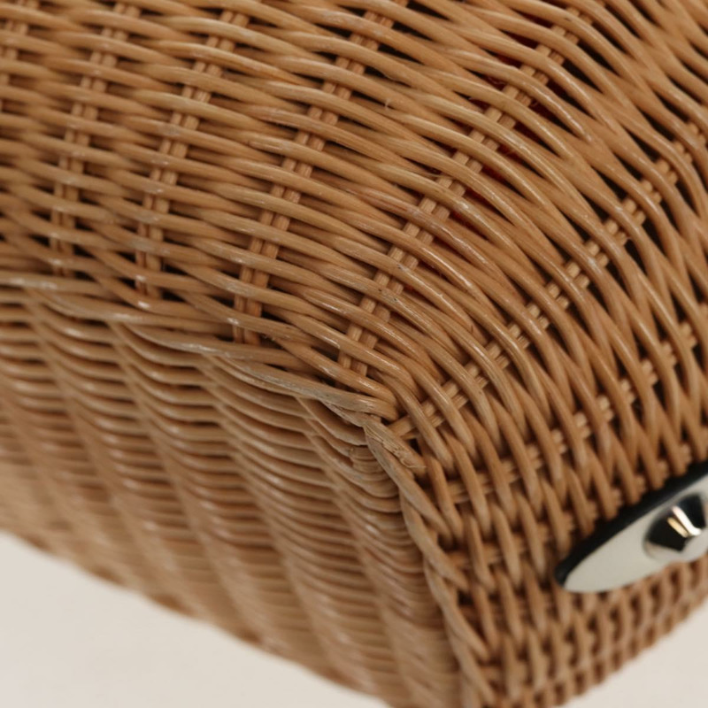 【日本直送】PRADA 藤編皮革編織籃包 白色 米色 銀色 正品 mr1668SAM-17