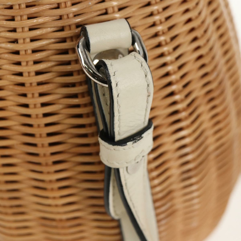 【日本直送】PRADA 藤編皮革編織籃包 白色 米色 銀色 正品 mr1668SAM-18