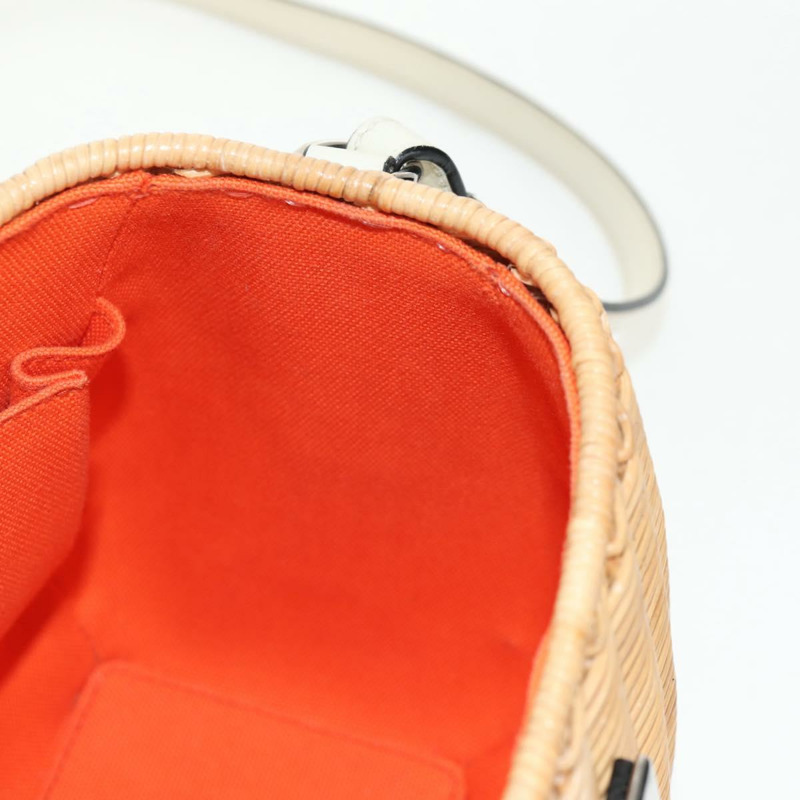 【日本直送】PRADA 藤編皮革編織籃包 白色 米色 銀色 正品 mr1668SAM-24