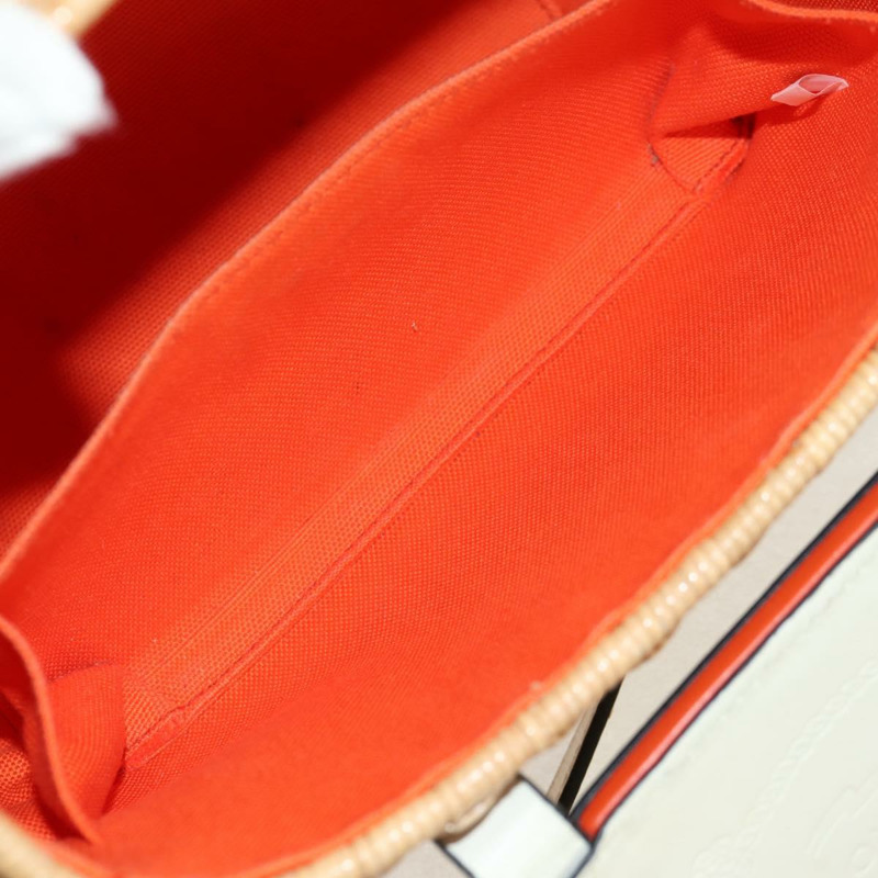 【日本直送】PRADA 藤編皮革編織籃包 白色 米色 銀色 正品 mr1668SAM-26