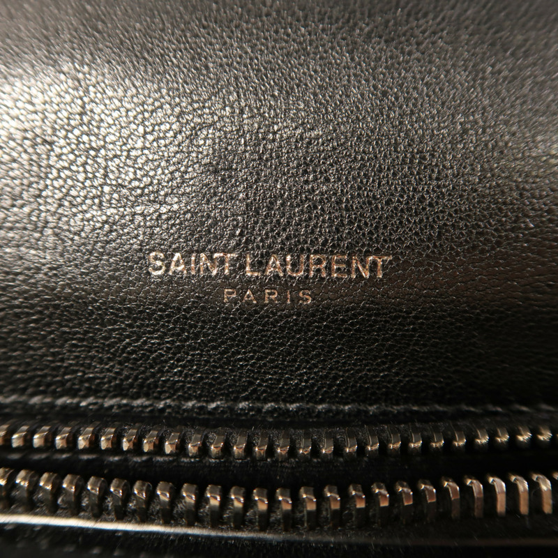 YVES SAINT LAURENT 皮革College Medium銀扣手挽肩背兩用袋-7