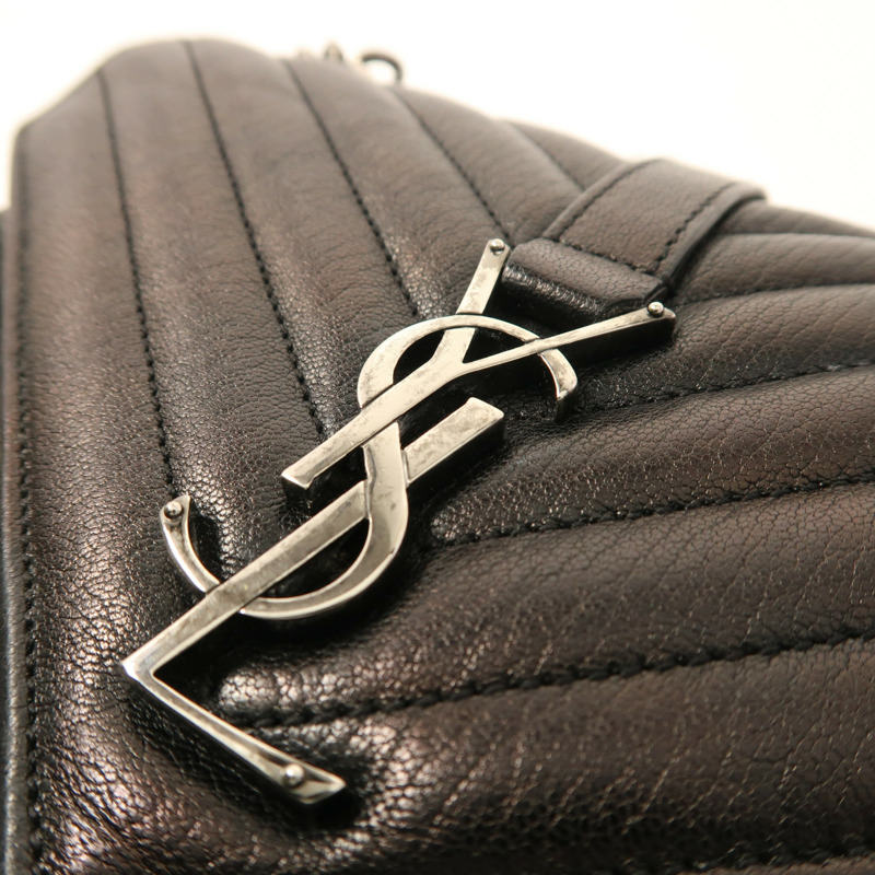 YVES SAINT LAURENT 皮革College Medium銀扣手挽肩背兩用袋-17