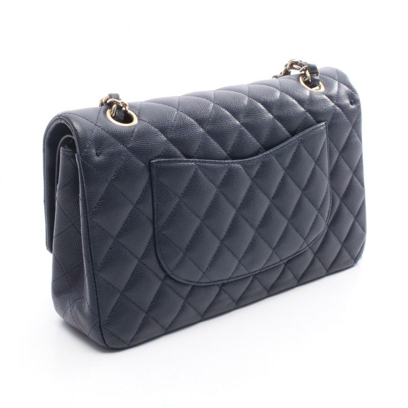 香奈兒 (CHANEL) Matelasse 雙蓋鏈條肩背包 A01112 小牛皮 海軍藍 金色五金 二手-1