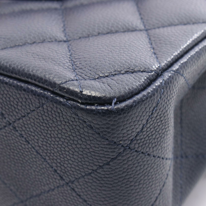 香奈兒 (CHANEL) Matelasse 雙蓋鏈條肩背包 A01112 小牛皮 海軍藍 金色五金 二手-6