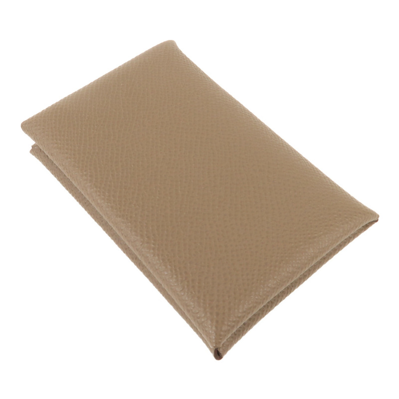 HERMES Epsom皮革Calvi Card Case銀扣卡套Etoupe-3