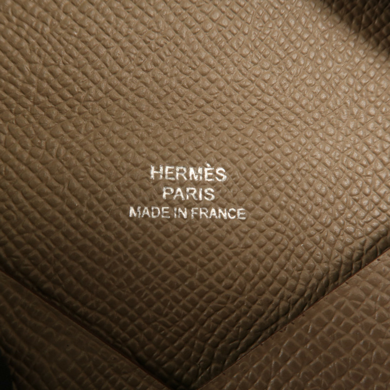 HERMES Epsom皮革Calvi Card Case銀扣卡套Etoupe-6