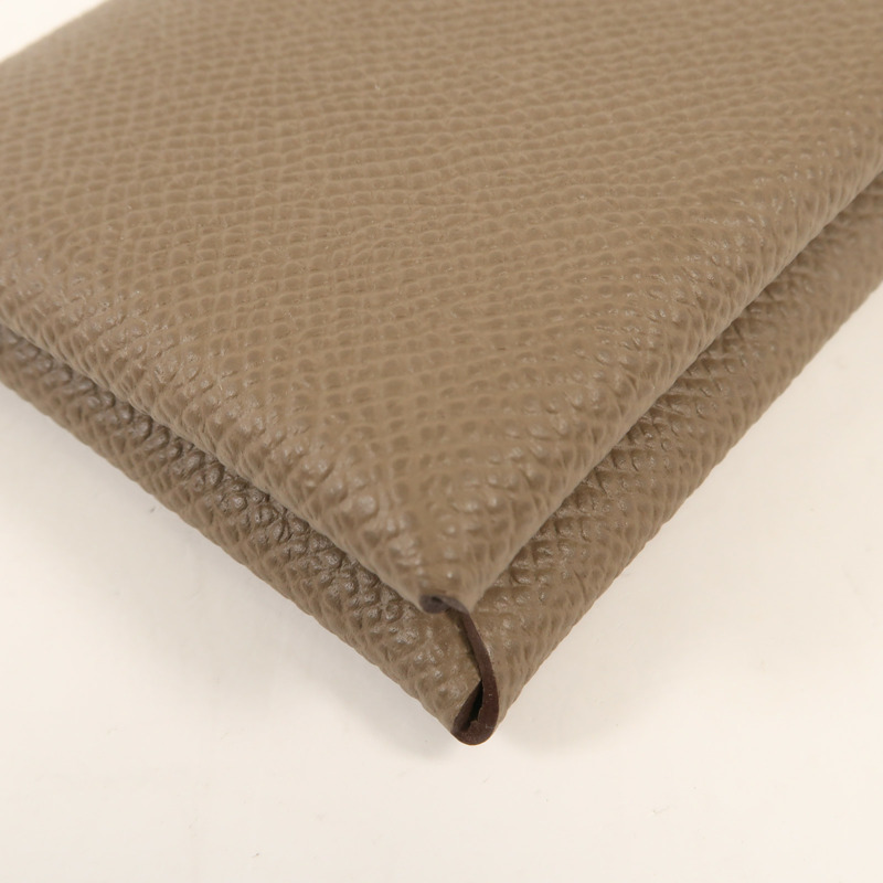 HERMES Epsom皮革Calvi Card Case銀扣卡套Etoupe-8