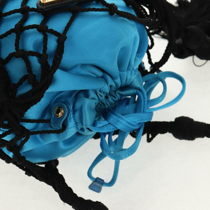 【日本直送】PRADA 手提包 緞面 藍色 金色 正品 157879V-13