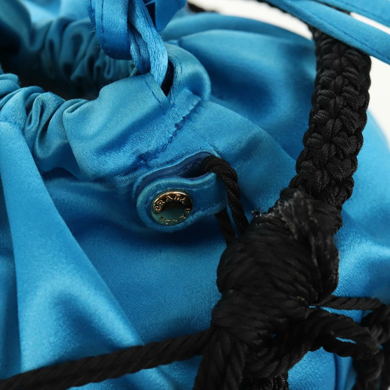 【日本直送】PRADA 手提包 緞面 藍色 金色 正品 157879V-21