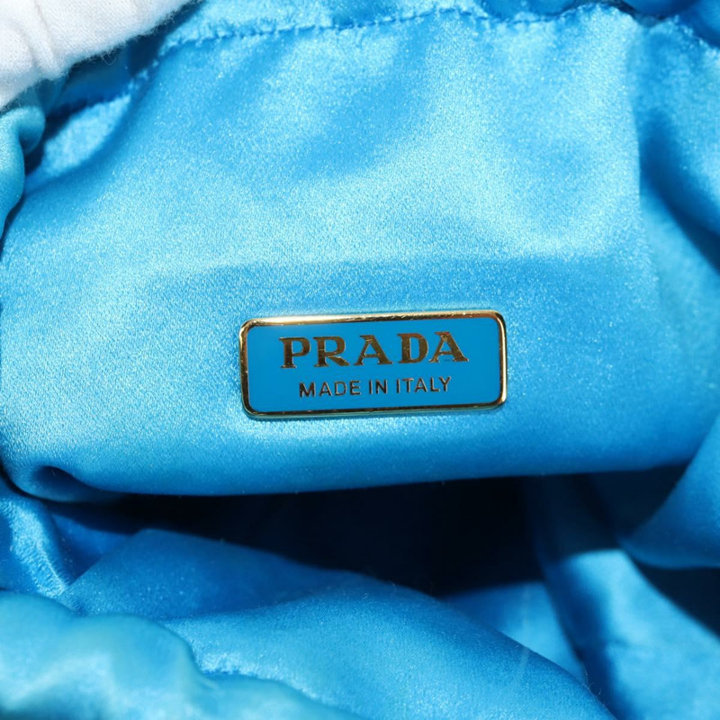 【日本直送】PRADA 手提包 緞面 藍色 金色 正品 157879V-22
