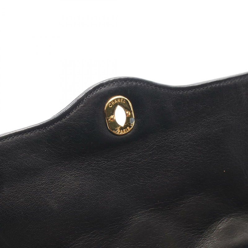 香奈兒 (CHANEL) Matelasse Paris 限量版 W 翻蓋鏈條肩背包，黑色皮革，二手-8