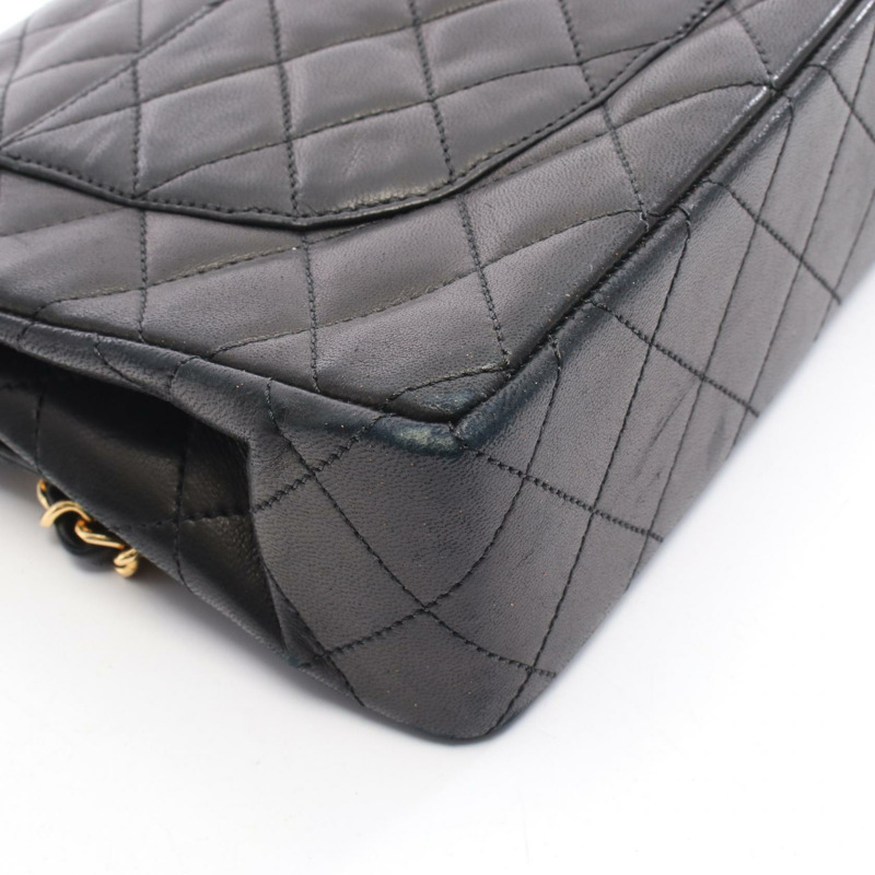 香奈兒 (CHANEL) Matelasse Paris 限量版 W 翻蓋鏈條肩背包，黑色皮革，二手-12