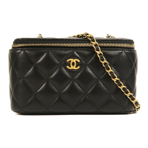 CHANEL 羊皮皮革Vanity Case金扣鏈帶肩背袋