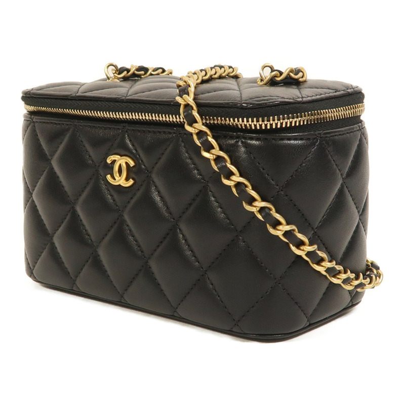 CHANEL 羊皮皮革Vanity Case金扣鏈帶肩背袋-2