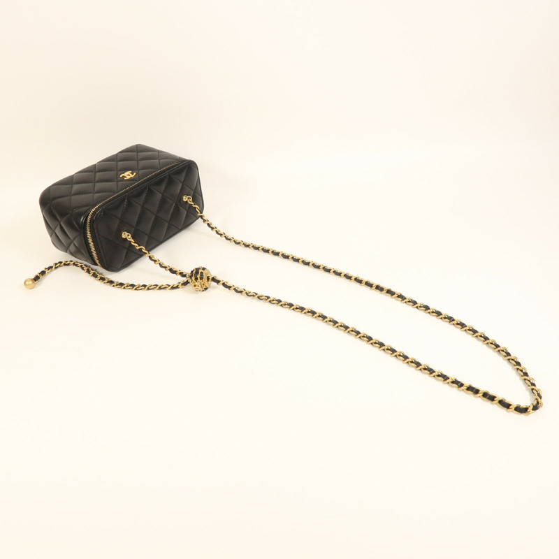 CHANEL 羊皮皮革Vanity Case金扣鏈帶肩背袋-8