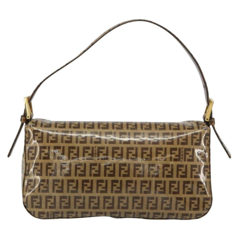 【日本直送】FENDI Zucchino 帆布 Mamma Baguette 單肩包 棕色金色 正品 ep12320V-1