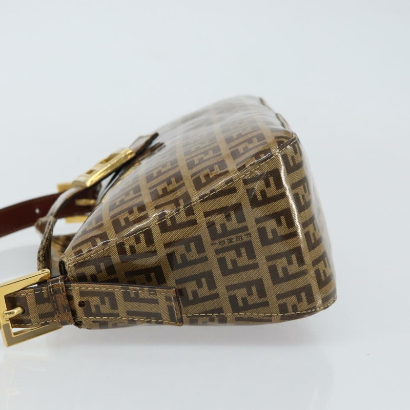 【日本直送】FENDI Zucchino 帆布 Mamma Baguette 單肩包 棕色金色 正品 ep12320V-3