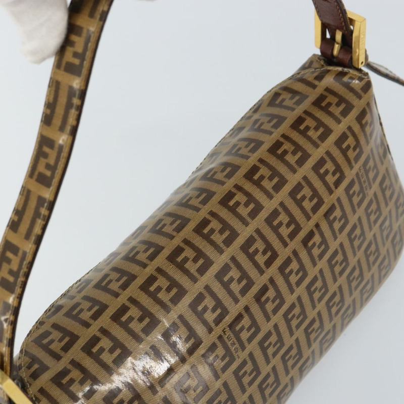 【日本直送】FENDI Zucchino 帆布 Mamma Baguette 單肩包 棕色金色 正品 ep12320V-5