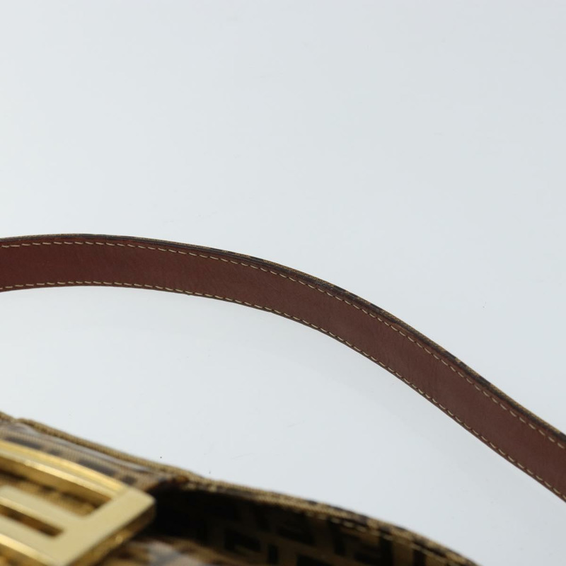 【日本直送】FENDI Zucchino 帆布 Mamma Baguette 單肩包 棕色金色 正品 ep12320V-7