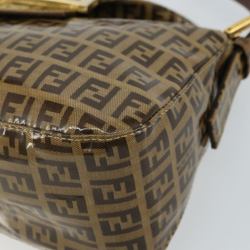 【日本直送】FENDI Zucchino 帆布 Mamma Baguette 單肩包 棕色金色 正品 ep12320V-8