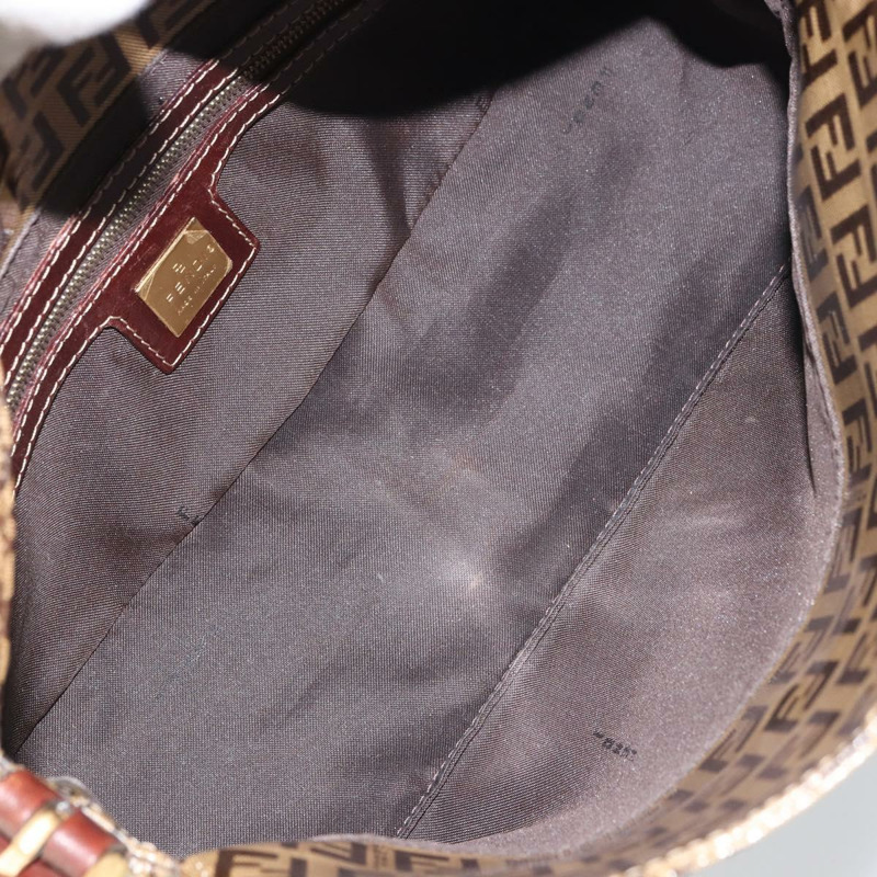 【日本直送】FENDI Zucchino 帆布 Mamma Baguette 單肩包 棕色金色 正品 ep12320V-10