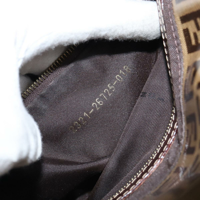 【日本直送】FENDI Zucchino 帆布 Mamma Baguette 單肩包 棕色金色 正品 ep12320V-11