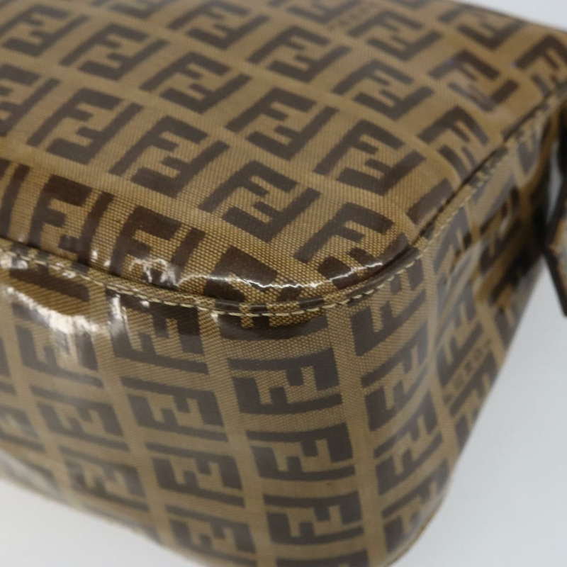 【日本直送】FENDI Zucchino 帆布 Mamma Baguette 單肩包 棕色金色 正品 ep12320V-14