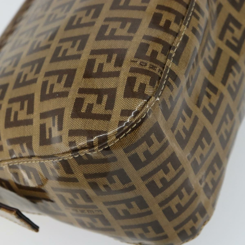 【日本直送】FENDI Zucchino 帆布 Mamma Baguette 單肩包 棕色金色 正品 ep12320V-15