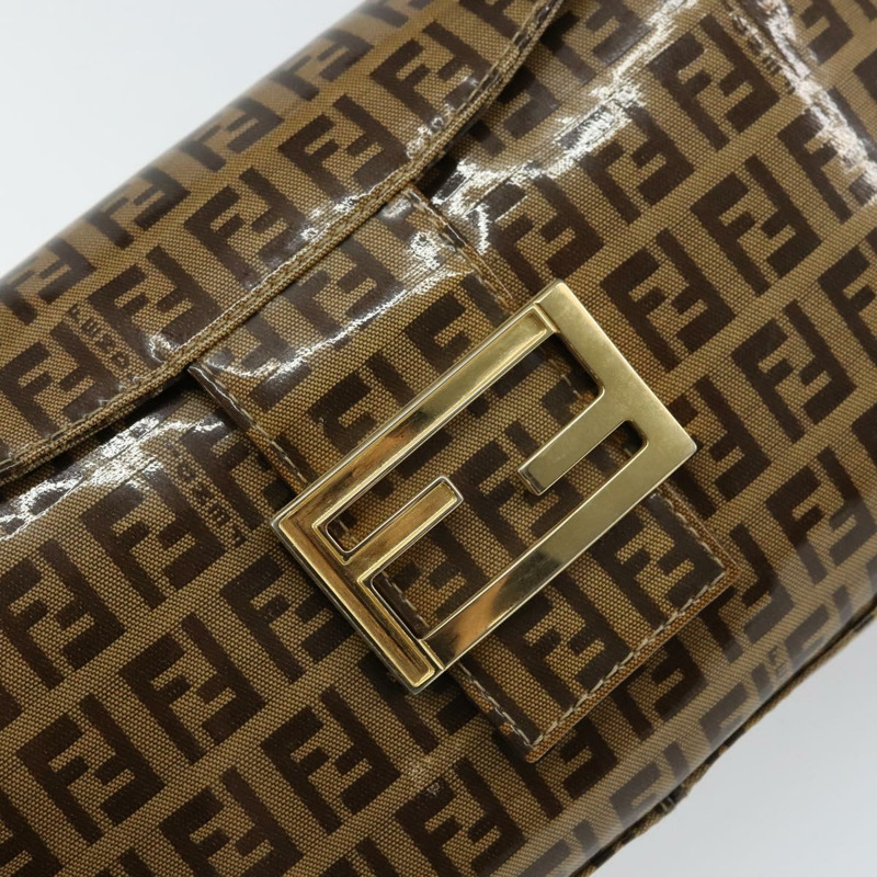 【日本直送】FENDI Zucchino 帆布 Mamma Baguette 單肩包 棕色金色 正品 ep12320V-16