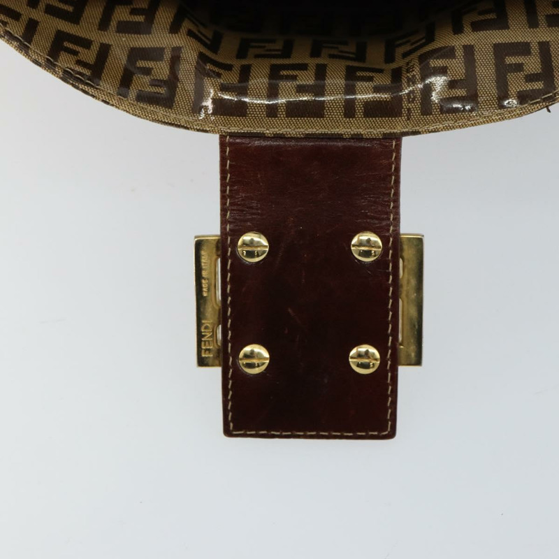 【日本直送】FENDI Zucchino 帆布 Mamma Baguette 單肩包 棕色金色 正品 ep12320V-17