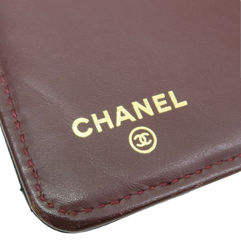黑色 荔枝紋 牛皮 金扣 扣式中夾【CHANEL 香奈兒】-7