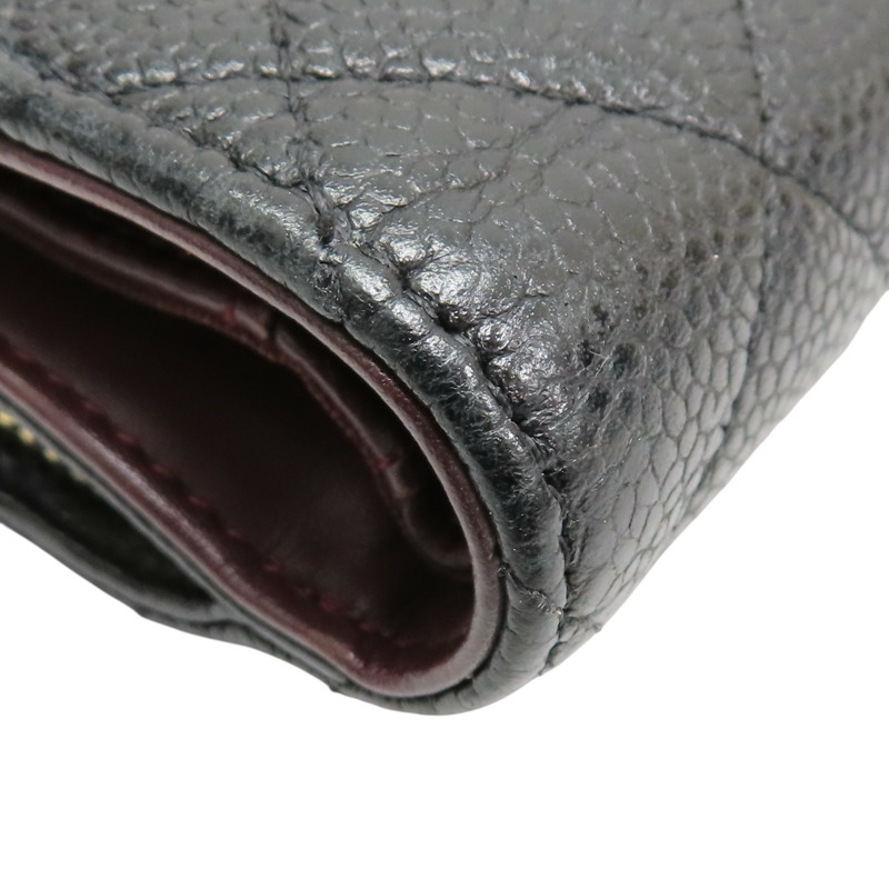 黑色 荔枝紋 牛皮 金扣 扣式中夾【CHANEL 香奈兒】-12