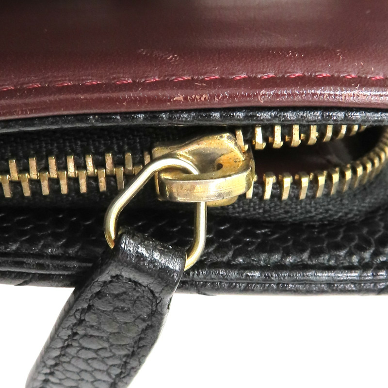 黑色 荔枝紋 牛皮 金扣 扣式中夾【CHANEL 香奈兒】-17